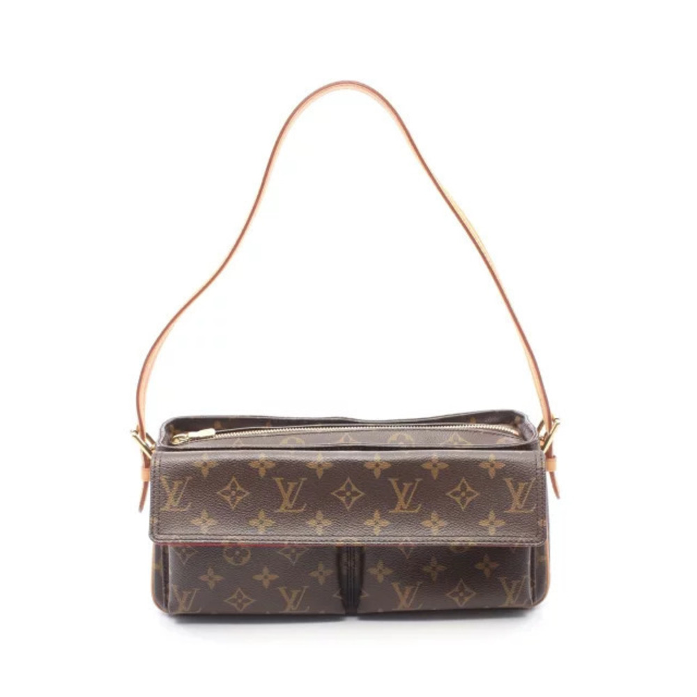 Louis Vuitton Vivacite Monogram Shoulder Bag Canvas Leather Brown